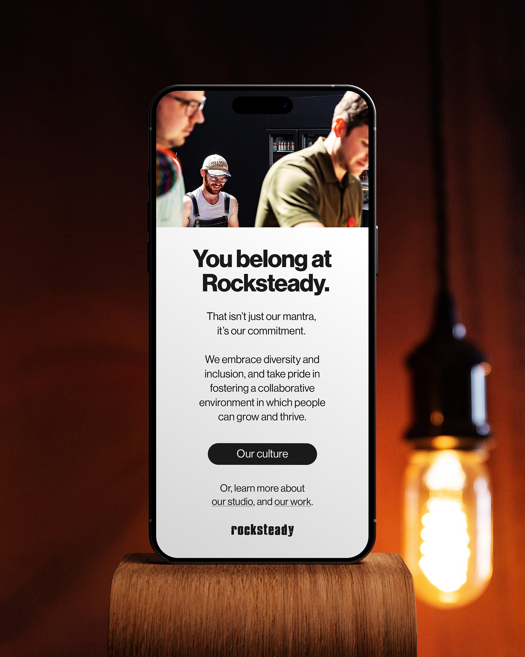 You belong at Rocksteady recruitment campaign on phone