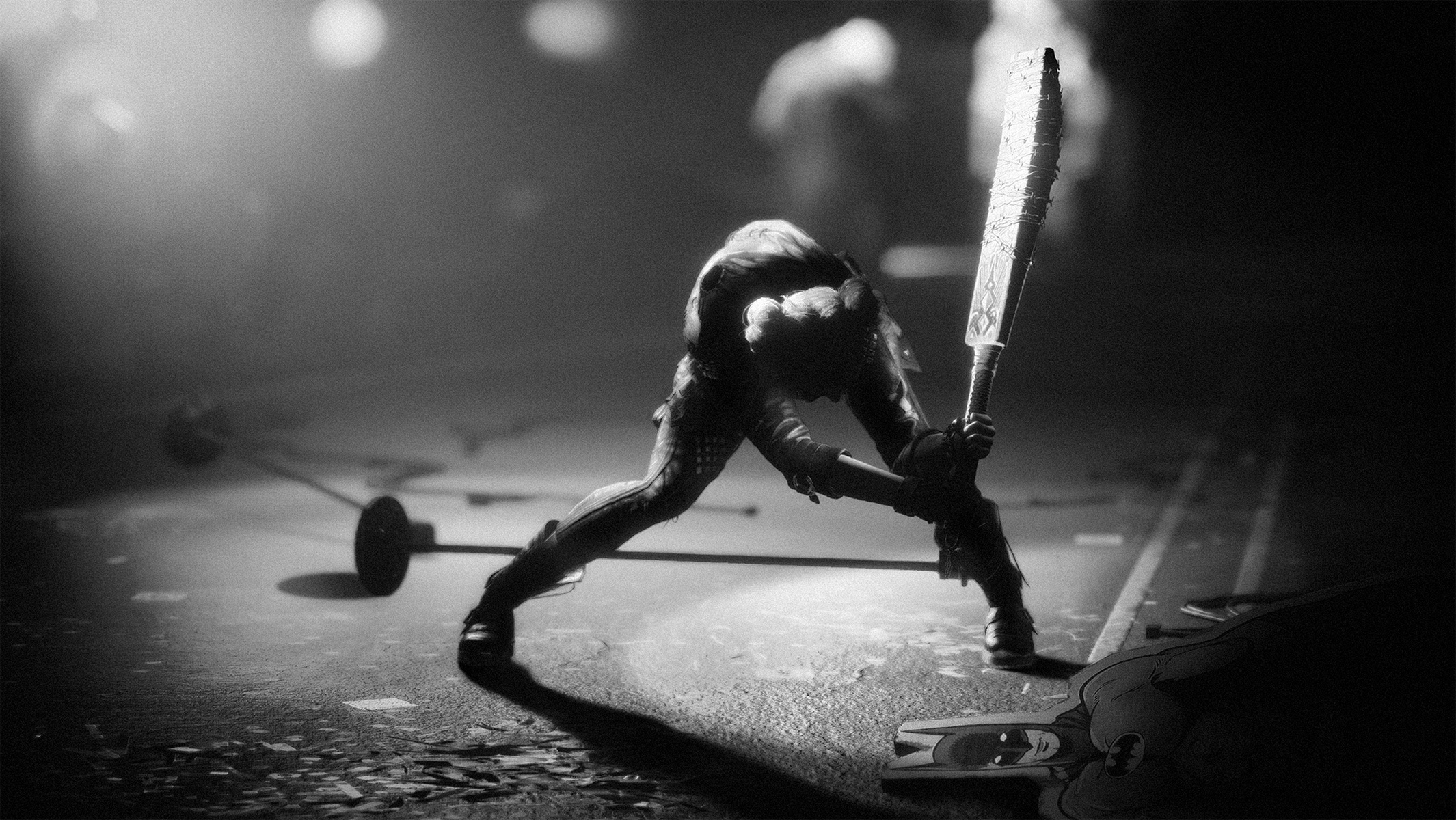 Harley Quinn black and white promotional still