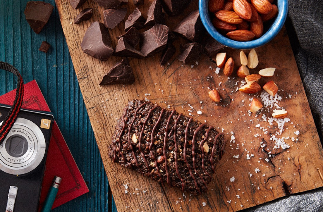 Clif chocolate almond bar — ingredient photography