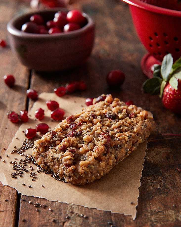 Cranberry seed Clif bar food photography