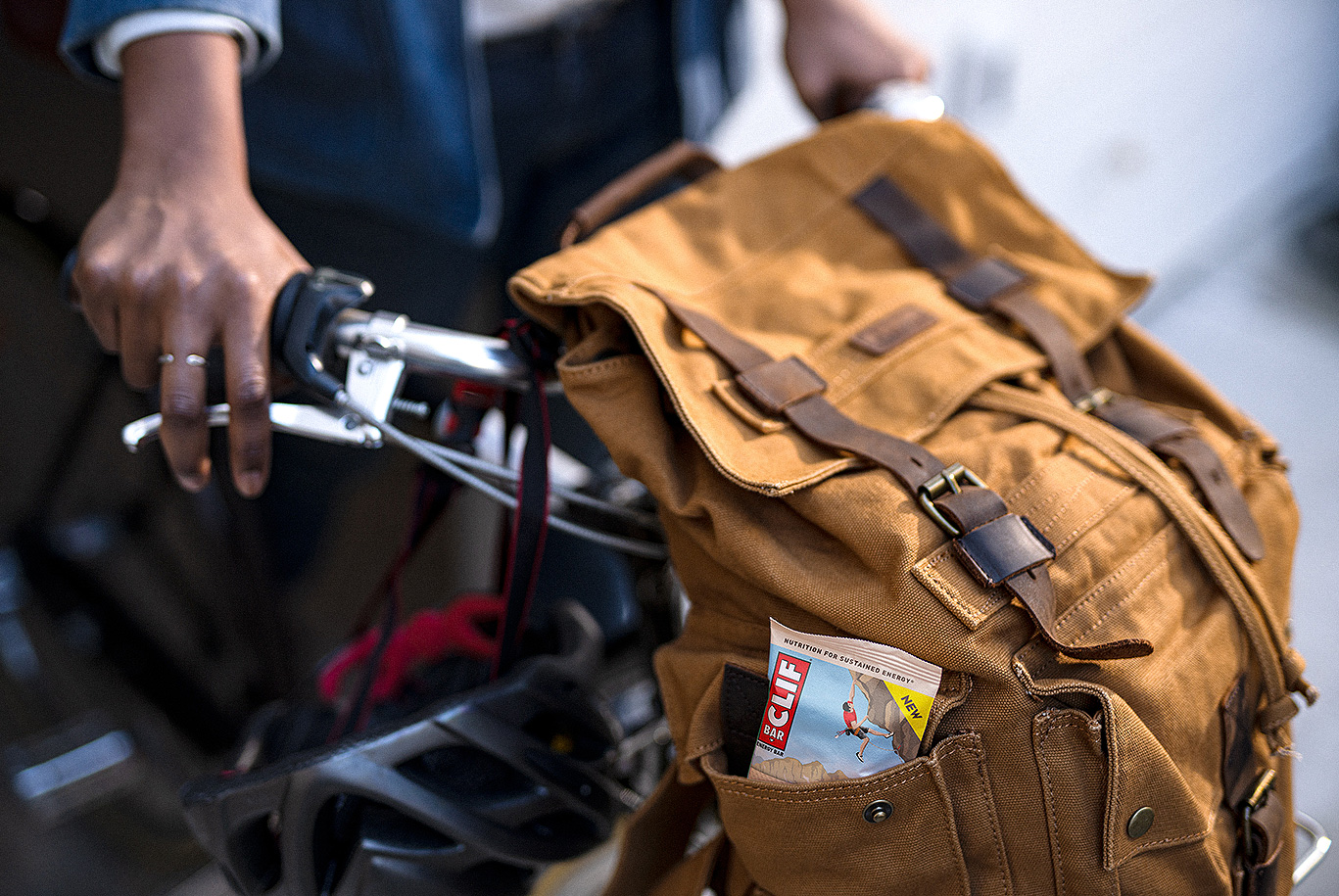 Clif bar in adventure backpack